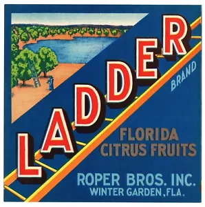 ORIGINAL KISTENETIKETT VINTAGE FLORIDA ZITRUSLEITER WINTERGARTEN ROPER 1930er - Bild 1 von 1
