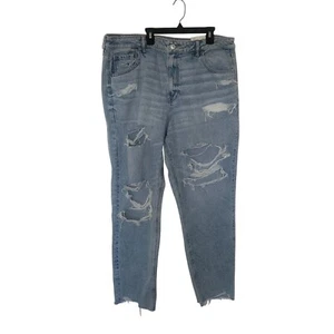 American Eagle Mom Jean Strigid Light Super Bleach Distressed High Rise taglia 20W - Foto 1 di 7
