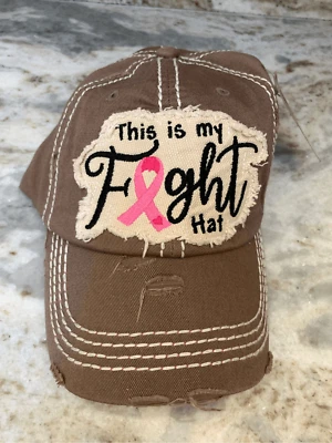 Gorra de béisbol marrón #cáncer de mama #cinta rosa #hermana Foto 1 de 4