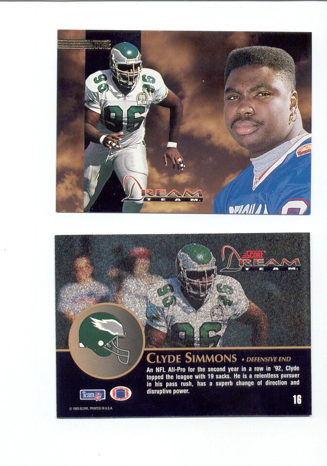1993 Score CLYDE SIMMONS Philadelphia Eagles Dream Team Insert Card - Image 1 of 1