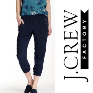 NEW! J CREW Factory Pants Sydney Pull On Jogger Womens 2 Navy Blue NSH $88 C8389 - Picture 1 of 7