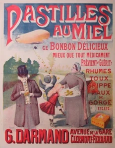 PASTILLES AU MIEL G. DARMAND CLERMONT-FERRAND 1900 VINTAGE POSTER - Picture 1 of 1