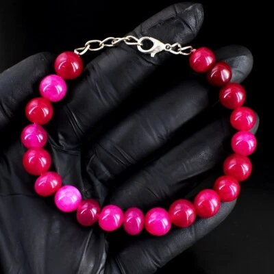Round Shape Awesome Pink Ruby 120.00 Cts Beaded Excellent Bracelet RK 60 E697 - Image 1 of 3