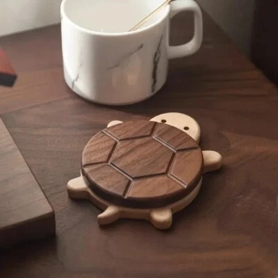 Magnetic Wooden Coaster Turtle Heat Insulation Tea Table Decoration - Image 1 of 4