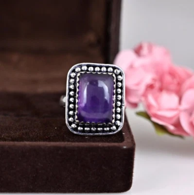 Amethyst Gemstone Ring Stone 925 Sterling Silver Anniversary Ring All Size R367 - Image 1 of 4