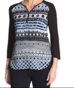 Chico’s Streifen Polka Dots Keira Strick Web Top 3/4 Arm Gr. 3 (XL) - Bild 1 von 12