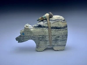 1990’s Native Zuni Carved Stone Bear Fetish 1.52” Long - Picture 1 of 10