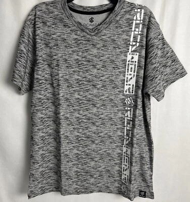 Camiseta para hombre Rocawear talla grande manga corta cuello en V Join The Hustle gris A15 Foto 1 de 4