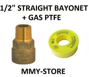 1/2 ZOLL GERADE BAJONETTBUCHSE ERDGAS / LPG - FÜR HERDSCHLAUCH / FLEXGAS PTFE - Bild 1 von 7