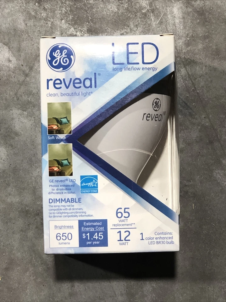 GE Lighting BR30 Reveal LED Floodlight Bulb, 12 Watts - 650 Lumens -NEW - Image 1 of 4