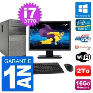 PC tour DELL 9010 Pantalla 27" Intel i7-3770 RAM 16Go Disco 2To Windows 10 Wifi - Imagen 1 de 7