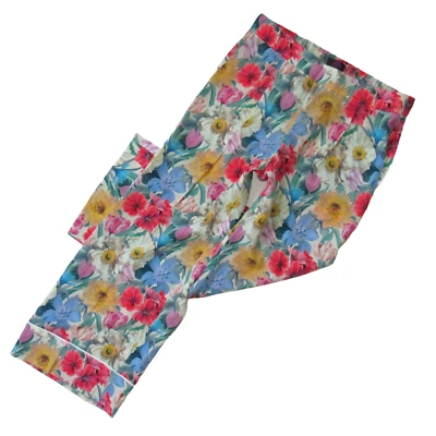 NUEVO CON ETIQUETAS J.Crew x Liberty Pantalón de Pijama de Seda Pull-on en Marfil Multi Floral Recorte Ancho 4 Foto 1 de 4
