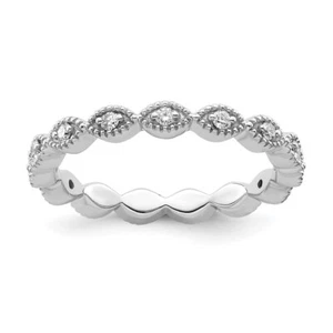 Sterling Silver Stackable Expressions Diamond Engagement Ring for Women Size 8 - Picture 1 of 5