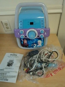DISNEY FROZEN KARAOKE MACHINE CD PLAYER WITH LIGHTS+ MIC+ MOVIE SONGS CD VGUC! - Picture 1 of 12