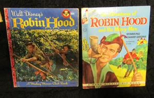 Lot 2 Vint Little Golden & Elf ROBIN HOOD Photoplay Walt Disney Bks Rich Greene - Imagen 1 de 6