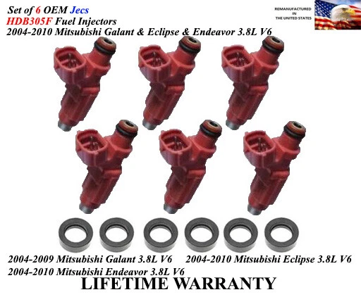 Оригинальные форсунки Jecs 6X 2004-2010 Mitsubishi Galant & Eclipse & Endeavor 3,8 л V6 - Изображение 1 из 1