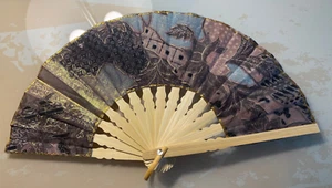Fan Hand Bamboo Cloth Lavender Handmade Indonesia New Avenico Summer Fashion 154 - Picture 1 of 23