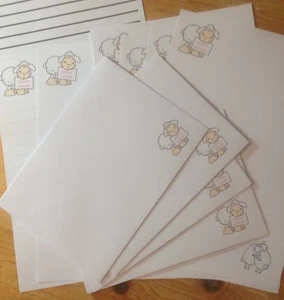 Lamb with (personalised) name tag Letter Writing Paper & Envelopes Set 8+4 - Picture 1 of 5