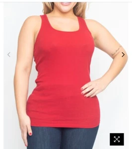 Active Basics Women's Cotton Tank Top Plus Size  Racerback Crew Neck Casual Top - Picture 1 of 6