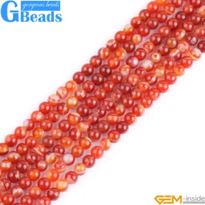 4mm Stripe Agate Onyx Semi-Gemstone Round Loose Beads For Jewelry Making 15" - Picture 1 of 18