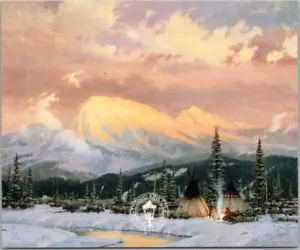Postal artística vintage THOMAS KINKADE "Lingering Dusk" 4x5,5" firmada por artista c1999 - Imagen 1 de 2