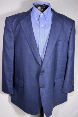 Blazer Brooks Brothers 1818 Madison Lana Saxxon Ventana - Talla 50R Excelente Foto 1 de 4