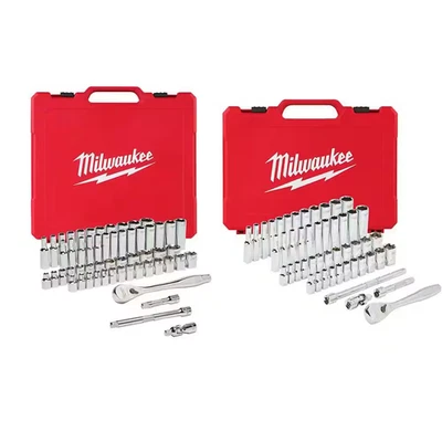 3/8 In. and 1/4 In. Drive Sae/Metric Ratchet and Socket Mechanics Tool Set (106- - Image 1 of 4