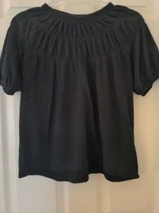 Banana Republic Black Short Sleeve Crop Top Sweater Shirt Women XS Petite - Picture 1 of 8