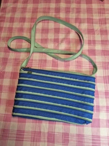 Brazilian Zipper Shoulder Bag Blue Lightweight - Picture 1 of 13