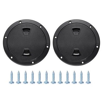 2Pcs Boat Hatch, 6" Round Non Slip Plate Inspection Deck with Screws, Black Foto 1 de 4