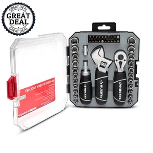 1/4 In. and 3/8 In. Stubby Ratchet and Socket Set Comfort Grip Durable -46 PCS - Picture 1 of 12