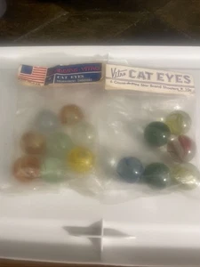 2 Vintage Vitro Cat Eyes Shooters Marble Bags 14 Total Gladding - Bild 1 von 15
