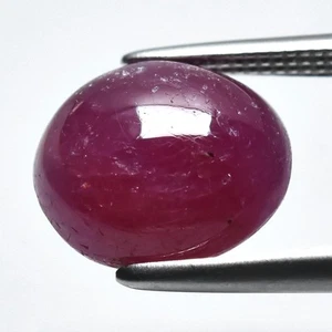💎 4.40ct 9.5x8.7mm Oval Cabochon Purplish Red Ruby - Unheated, Africa Gemstone - Picture 1 of 4
