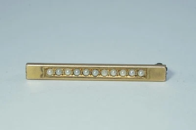 Antique Victorian Seed Pearls Bar Pin / Brooch Gold Filled Antique Clasp - Image 1 of 4