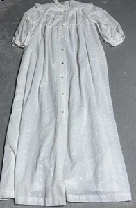 Vintage Ariel Dress Womens Medium Ivory Eyelet Button Front Ruffle Prairie - Picture 1 of 9