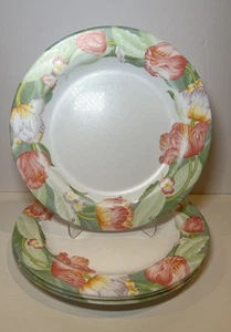 Arcopal France Fantasy Tulip Dinner Plates Set of 4 10.5-inch Green Floral Pink - Picture 1 of 9