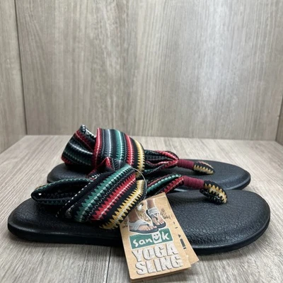 Sandalias Sanuk Yoga Sling Tanga Mujer 6 Elastizadas Slingback Estampado Tribal Multicolor Foto 1 de 4