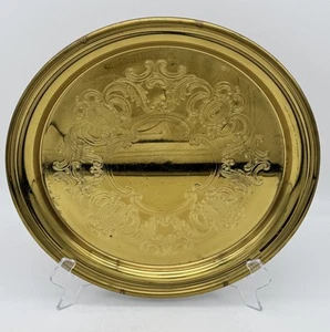 BALDWIN Brass Etched Round Serving Tray Serving Platter 12”Vintage READ - Picture 1 of 9