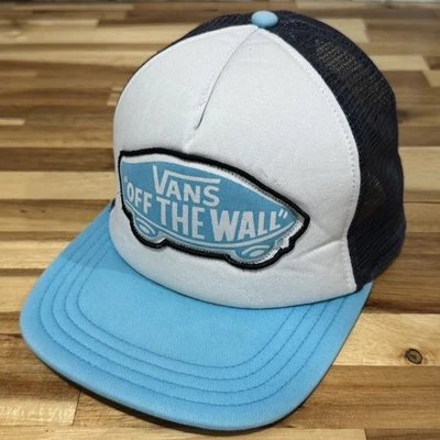 VANS Off The Wall Azul Blanco Trucker Sombrero Malla Snapback Patín Logo Gorra Ajustable Foto 1 de 4