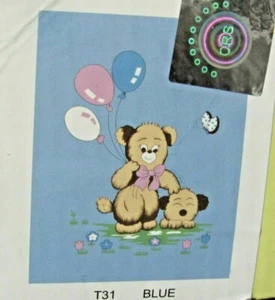 Girl w/Pink Bow Two Ply Cloud Baby Blanket Blue Background 54" by 39" by POPTEX - Picture 1 of 4