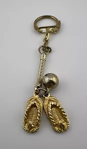 Traditional Japanese Sandal Good Luck Charms Bell Keychain. Gold Tone. Used.  - Picture 1 of 8