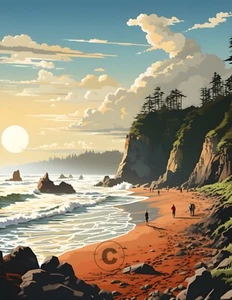 Olympic National Park, Washington, Ruby Beach Giclée Art Print 8.5X11 Inch - Picture 1 of 2