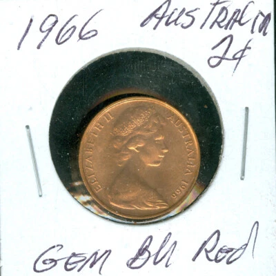 1966 AUSTRALIA 2 CENTS GEM BU RED    3.99 CENTS SHIPPING AU * - Image 1 of 2