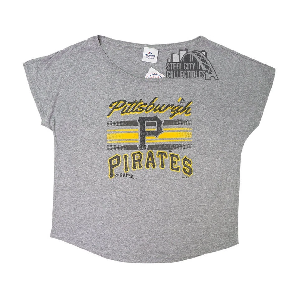 Pittsburgh Pirates Majestic Women's Gray Heathered Game Day Trainer Shirt - Image 1 of 1