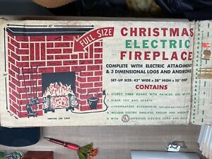 Vintage 1960's Superior Christmas Electric Fireplace Cardboard Complete