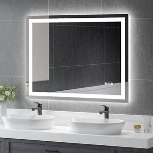 48x36'' LED Bathroom Mirror Lighted Vanity Mirror Dimmable Touch Tempered Glass - Picture 1 of 7