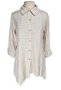 SOFT SURROUNDINGS Womens Standout asymmetrical striped tunic top Size S 21P - Picture 1 of 6