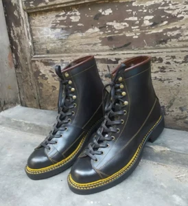 Handmade Dark Brown Stylish High Ankle Lace Up Leather Business Boot, Dress Boot - Picture 1 of 3