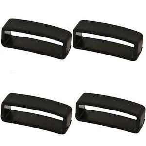 4 PIECES SIZE 20MM BLACK RUBBER CUIR DE LYON REPLACEMENT WATCH BAND STRAP LOOPS - Picture 1 of 3