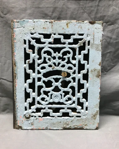 Antique Small Cast Iron Victorian Heat Grate Floor Register 6x8 VTG Old 1180-23B Cover